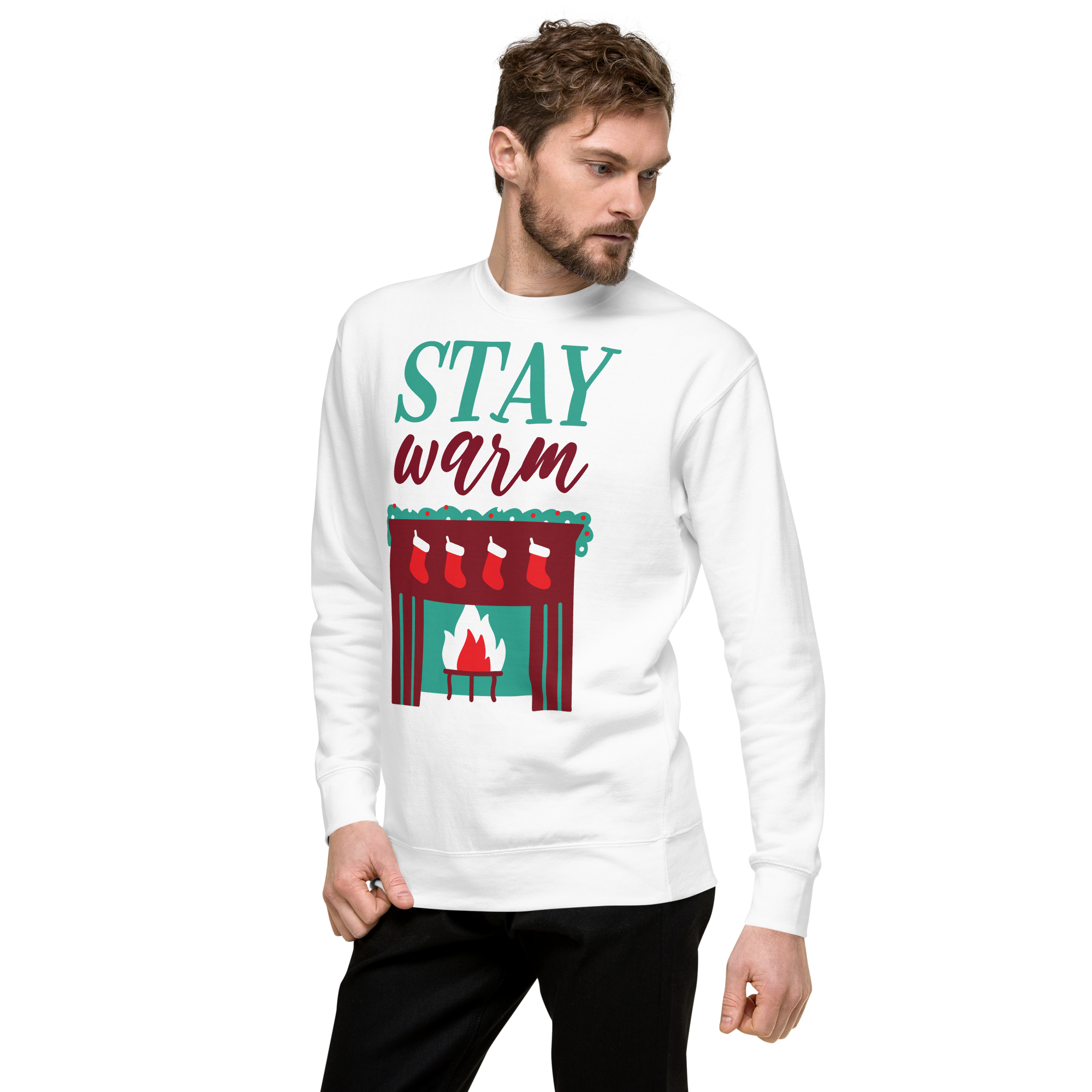Unisex Stay Warm Christmas Premium Printed Sweatshirt black