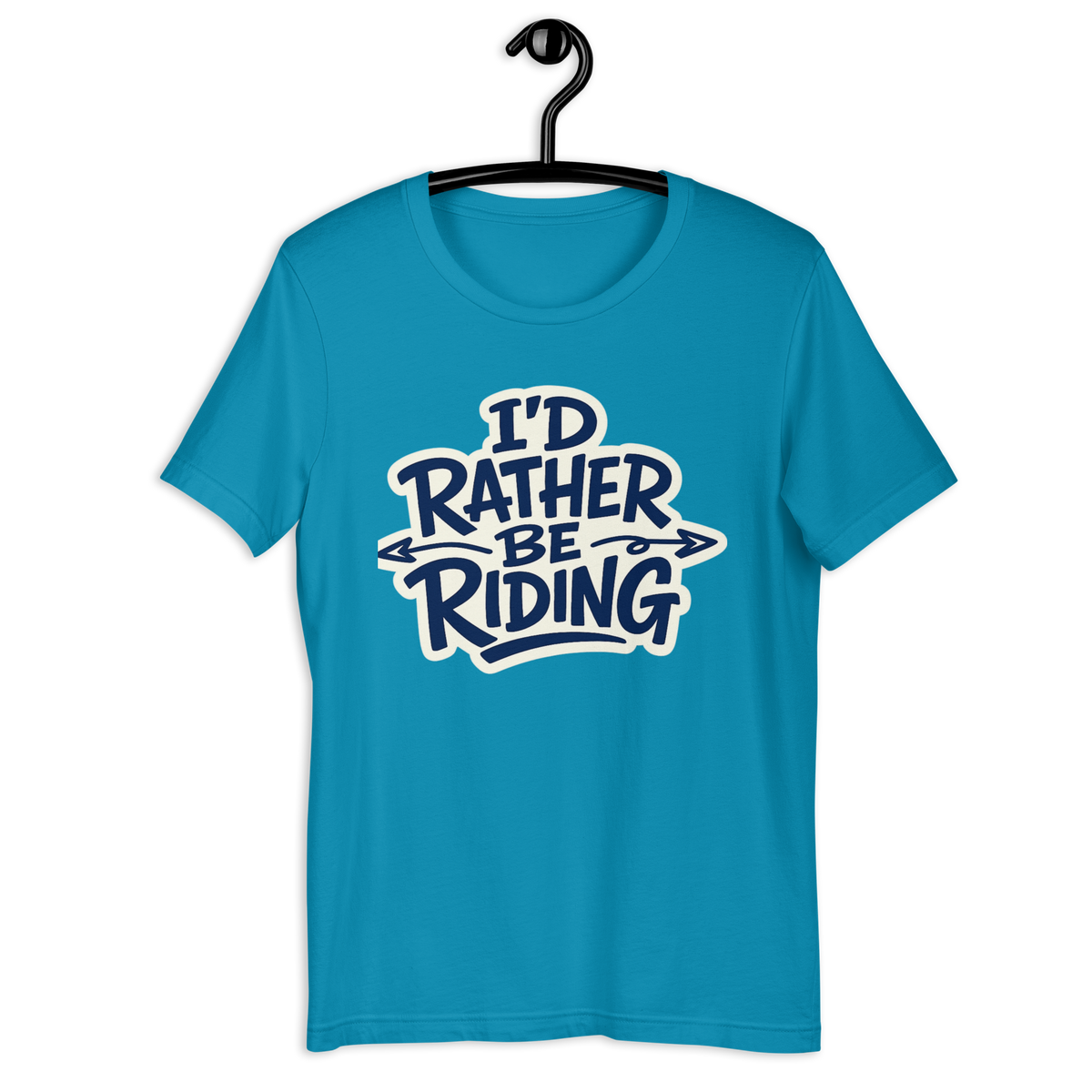 I'd Rather Be Riding Funny Motorcycle Graphic Tee aqua t-shirt mockup