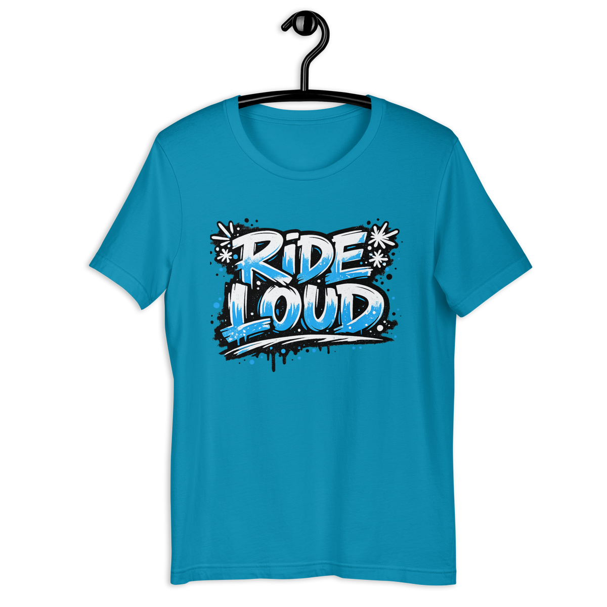 Ride Loud Motorcycle Graphic Tee aqua t-shirt mockup
