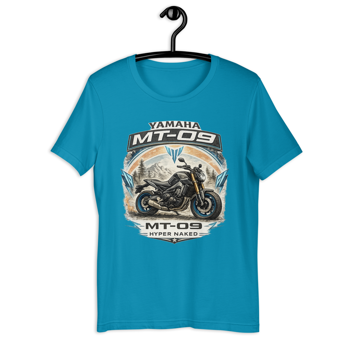 MT-09 Hyper Naked Yamaha Motorcycle Graphic Tee aqua t-shirt mockup