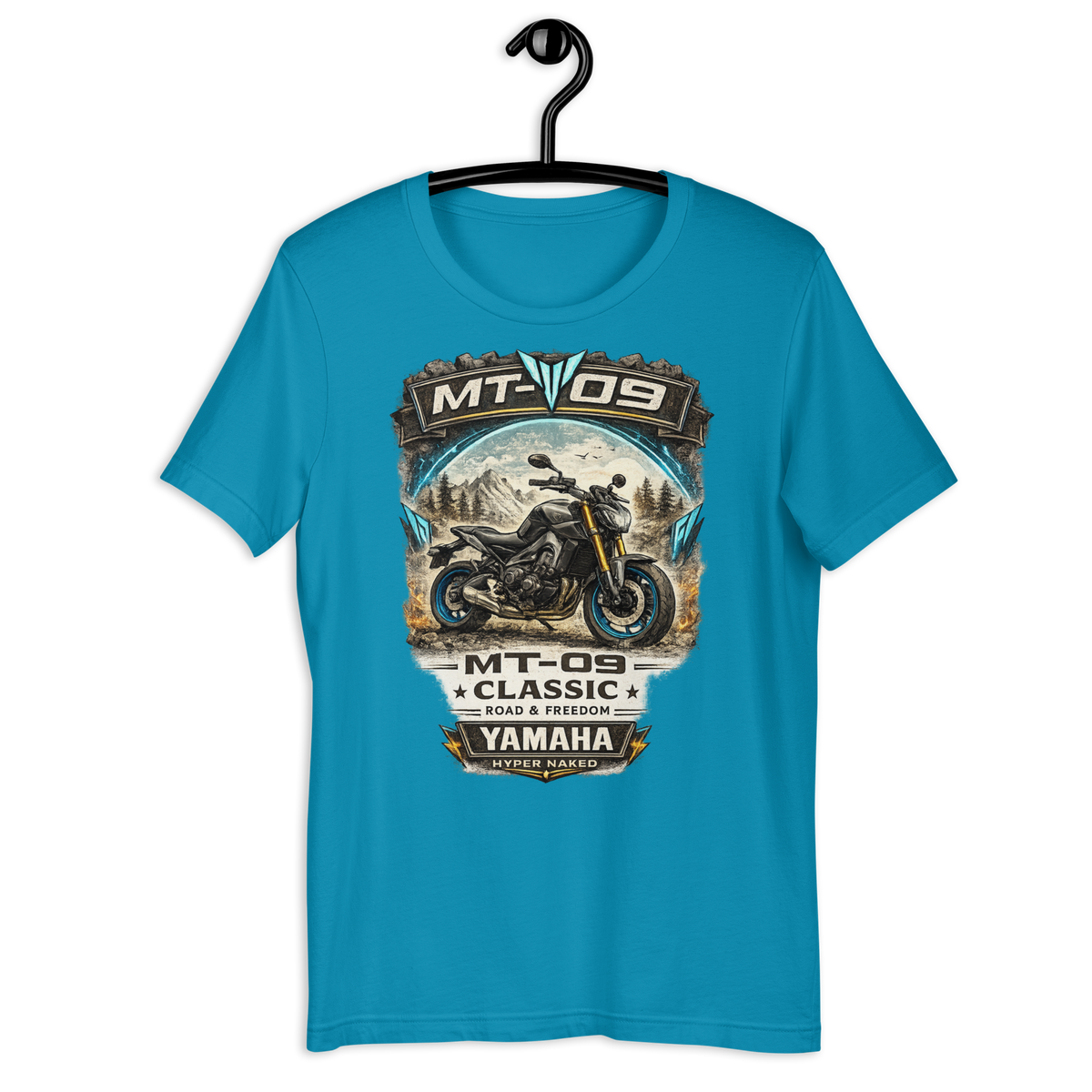 MT-09 Classic Yamaha Vintage Motorcycle Graphic Tee aqua t-shirt mockup