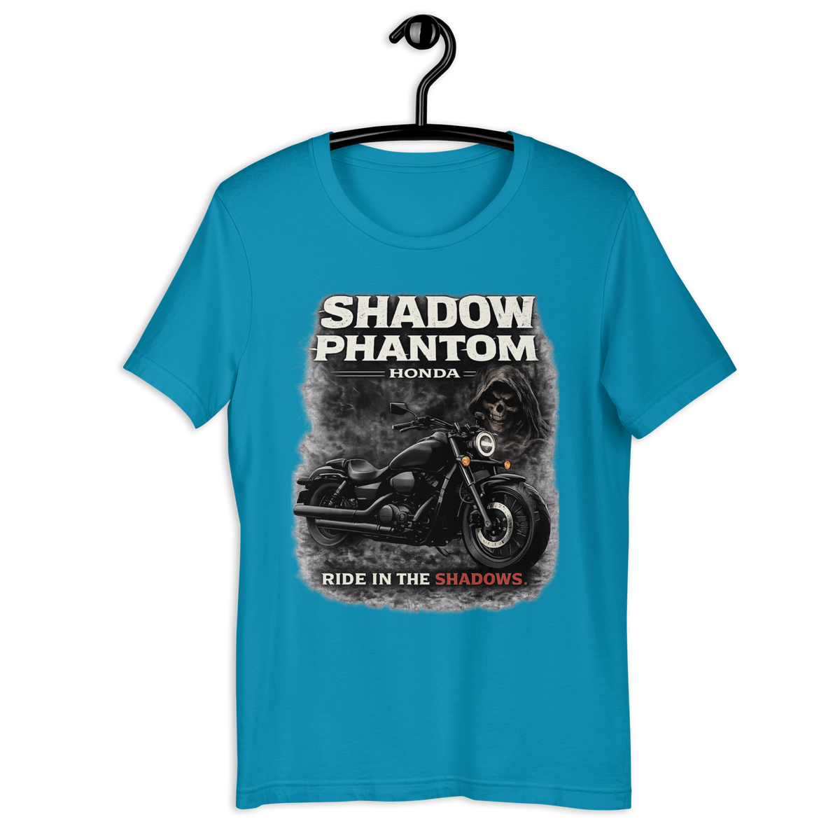 Shadow Phantom Ride In The Shadows Honda Motorcycle Graphic Tee aqua t-shirt mockup