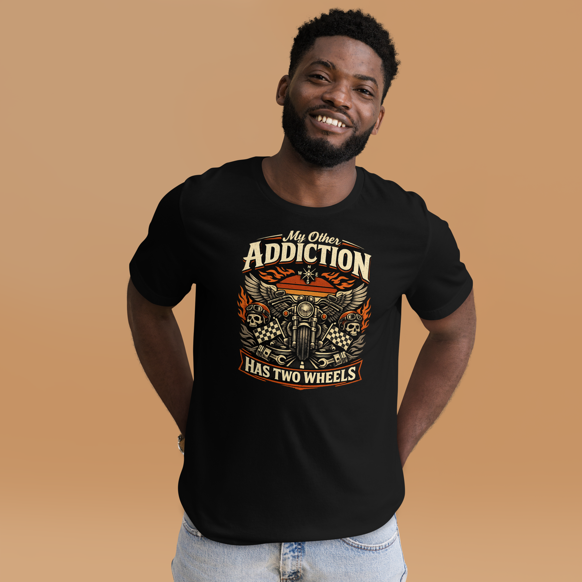 Biker motorcycle graphic t-shirt product image
