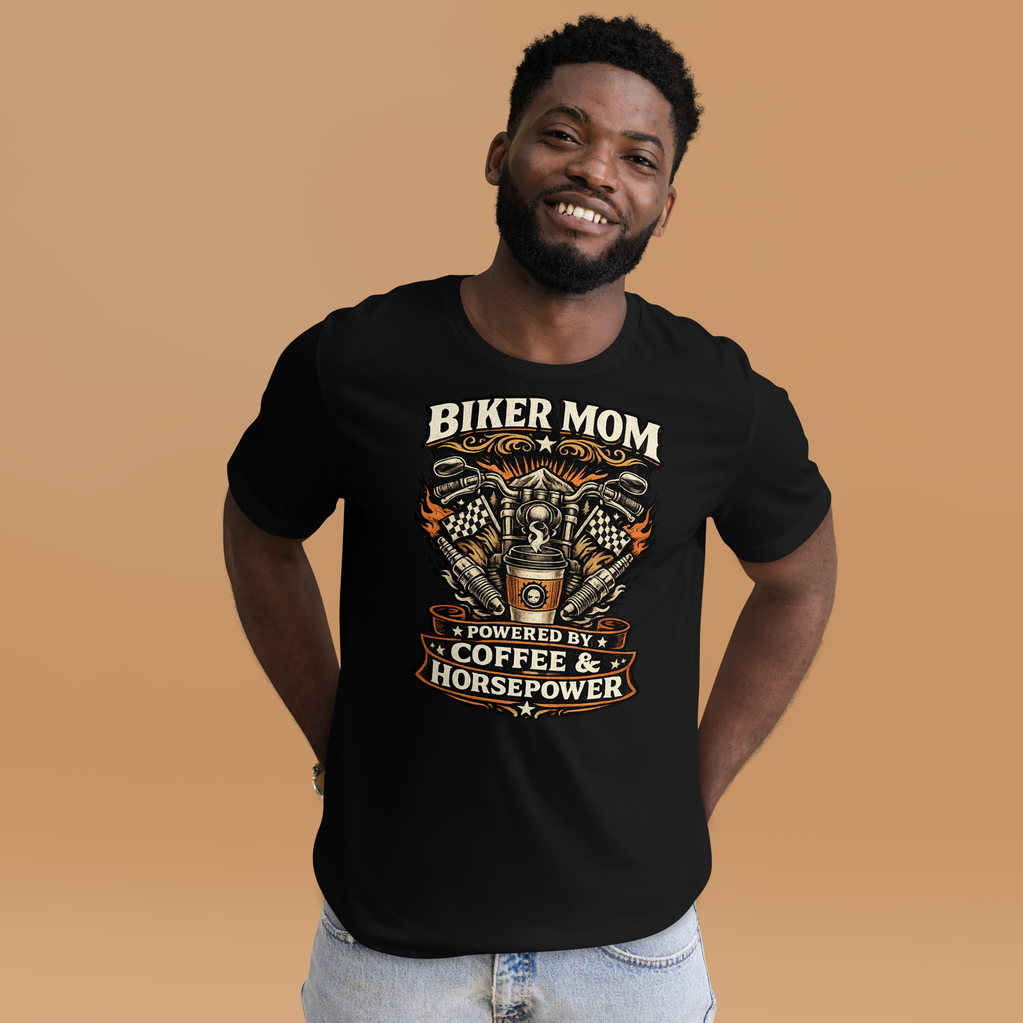 Biker motorcycle graphic t-shirt product image