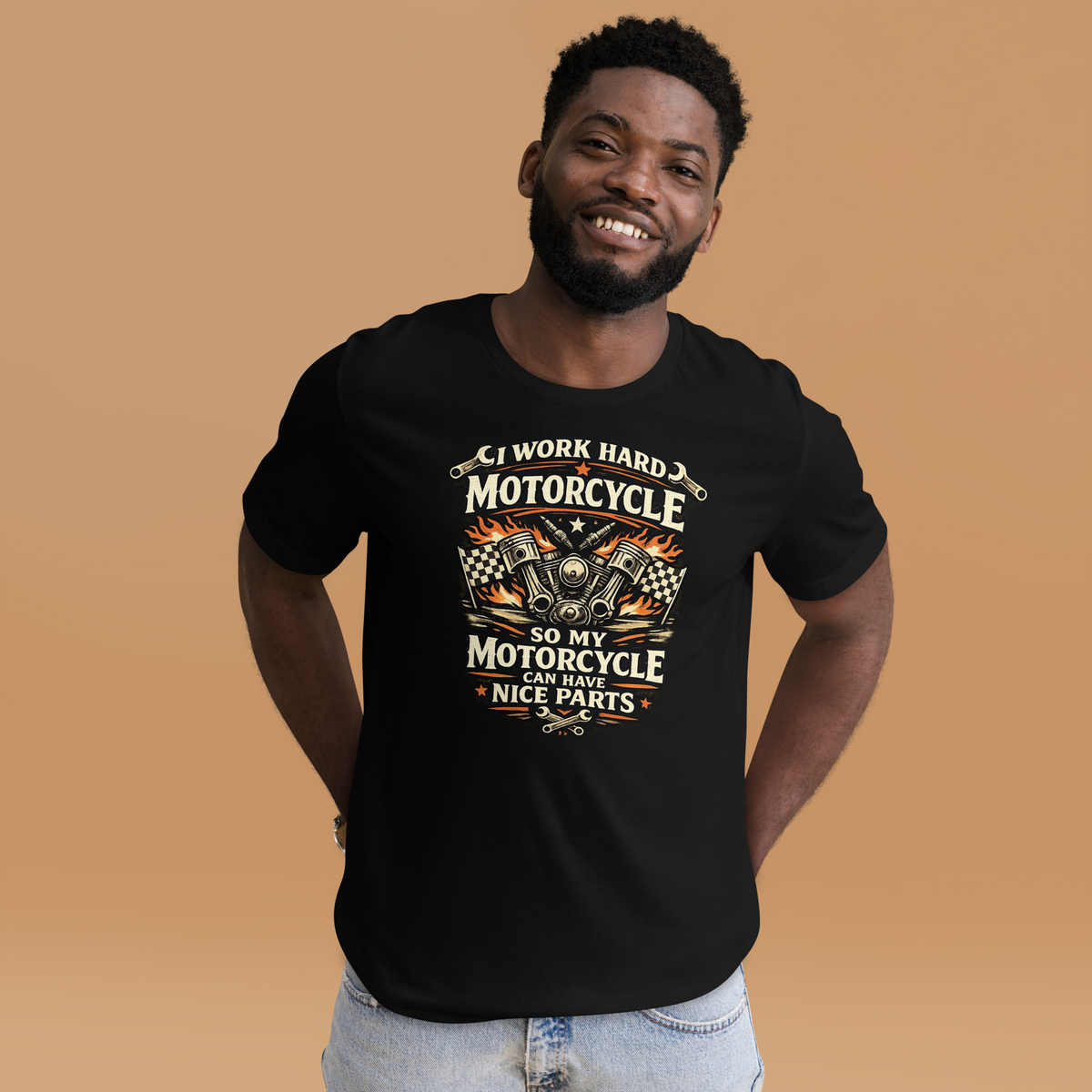 Biker motorcycle graphic t-shirt product image