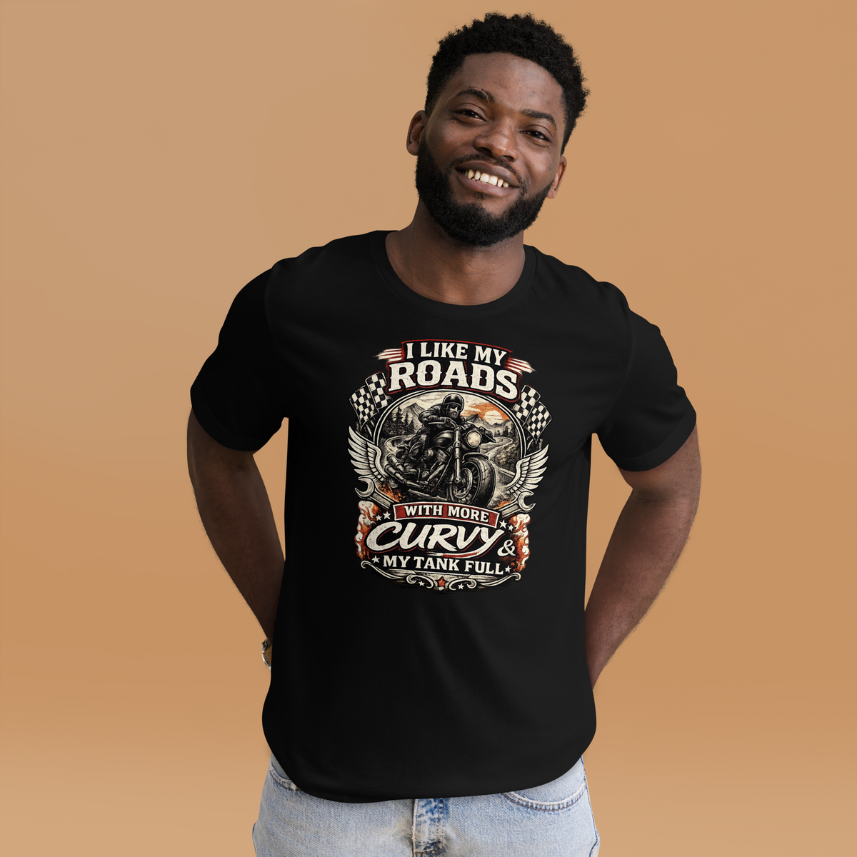 Biker motorcycle graphic t-shirt product image