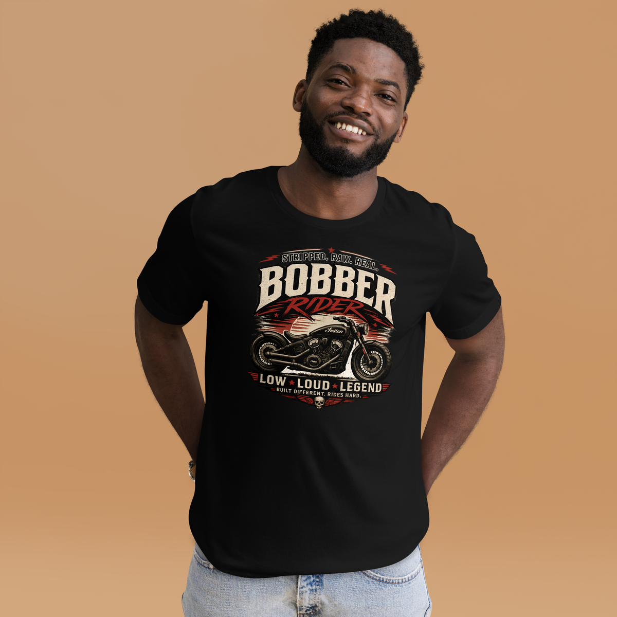 Biker motorcycle graphic t-shirt product image
