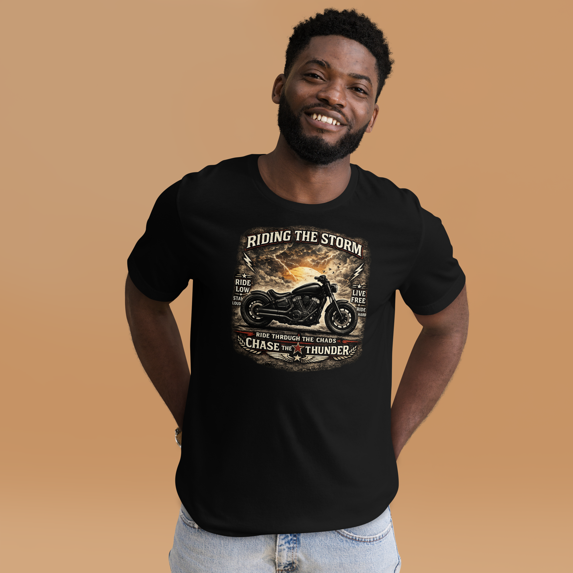 Biker motorcycle graphic t-shirt product image