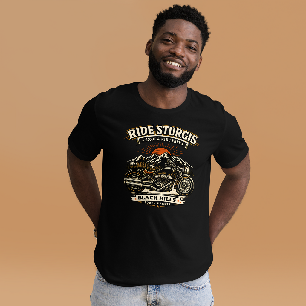 Unisex Sturgis Black Hills Ride Free Motorcycle Graphic Tee product image