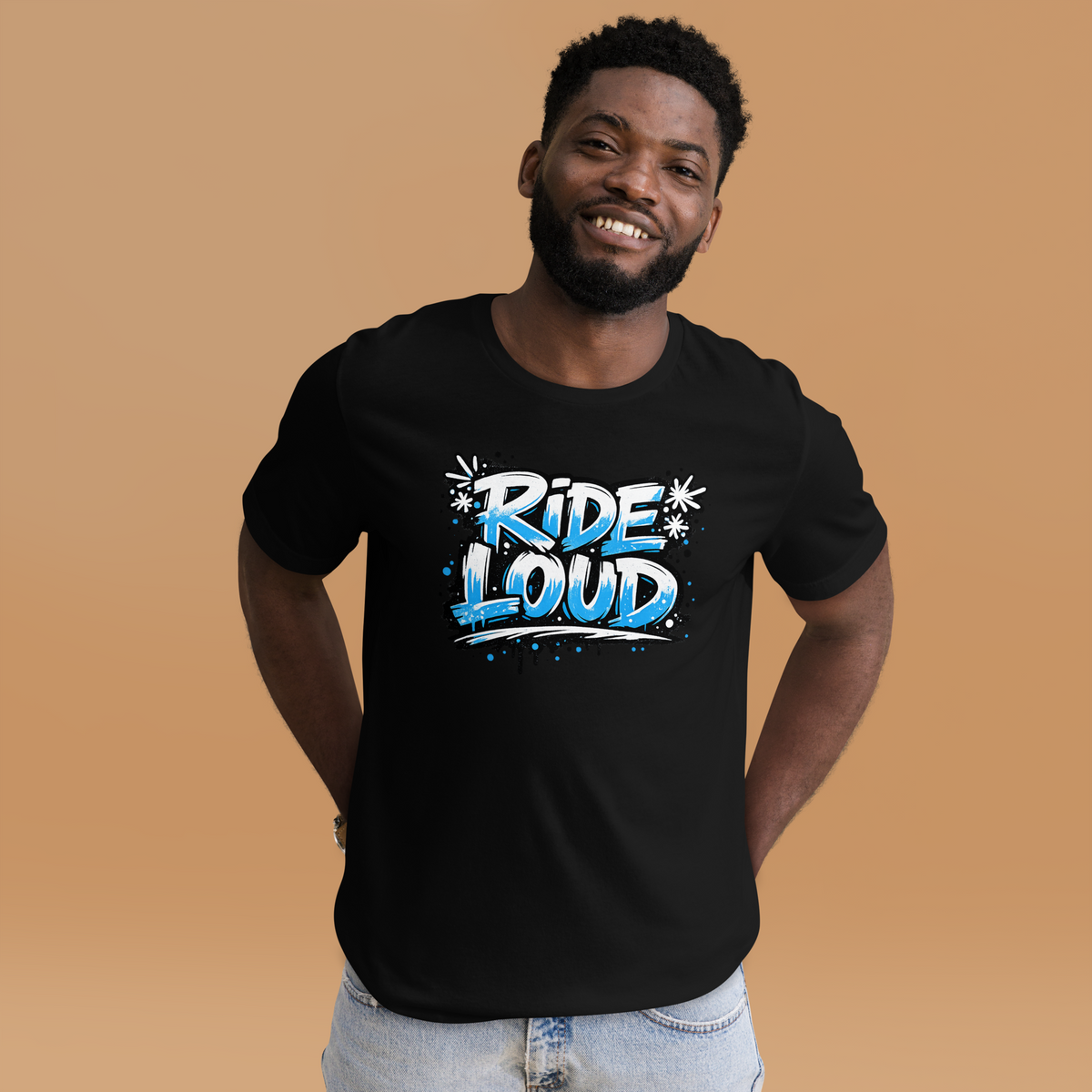 Ride Loud Motorcycle Graphic Tee black t-shirt front mockup