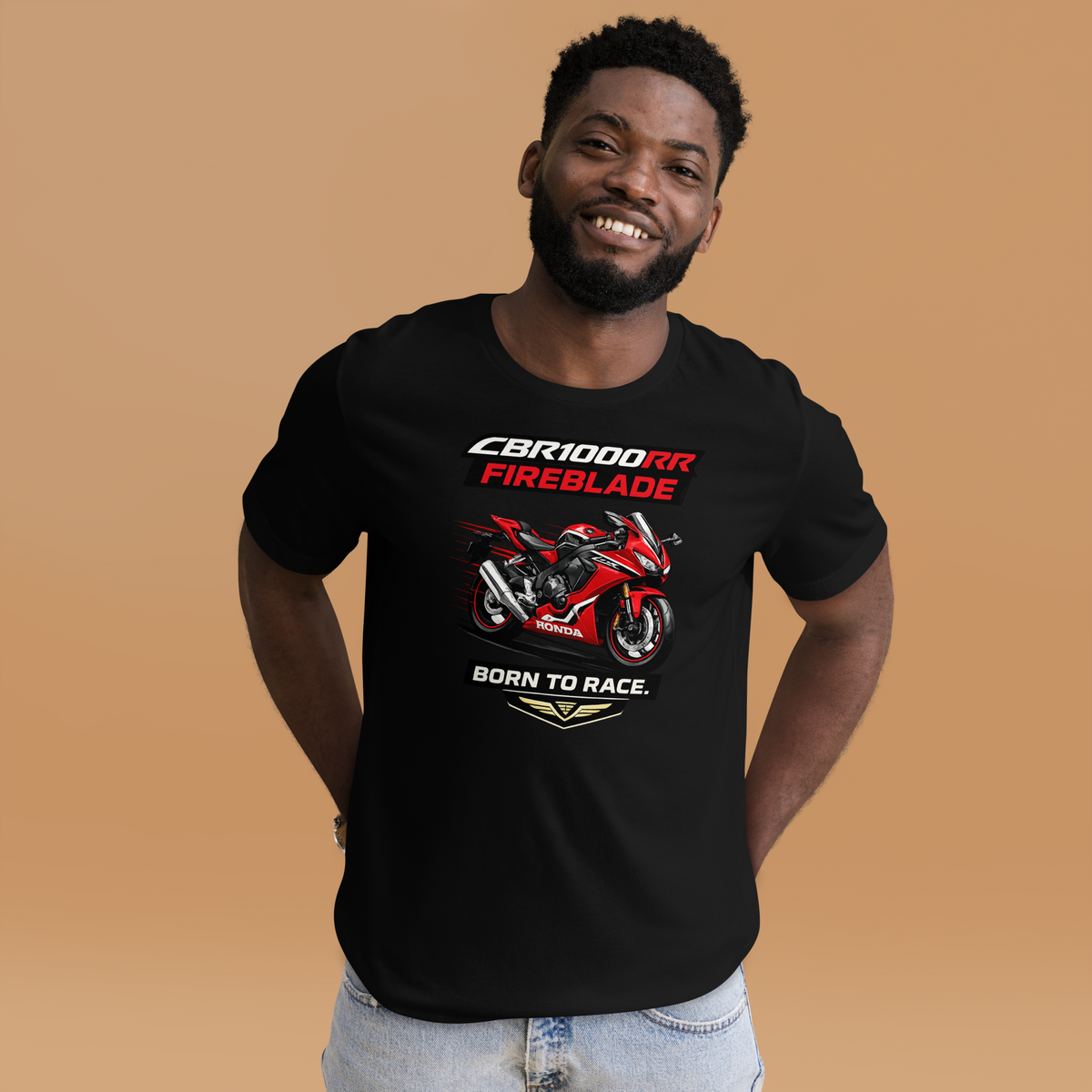 CBR1000RR Fireblade Born To Race Sport Motorcycle Graphic Tee black t-shirt front mockup