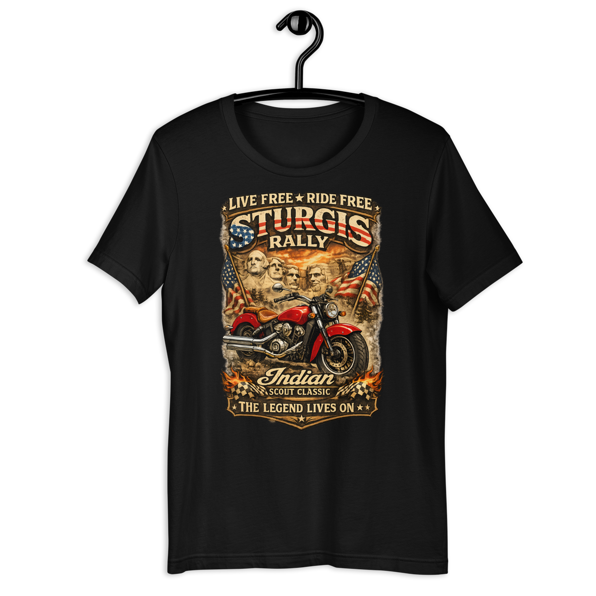 Unisex Sturgis Rally Live Free Ride Free Motorcycle Graphic Tee product image