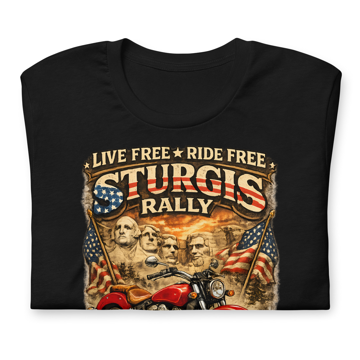 Unisex Sturgis Rally Live Free Ride Free Motorcycle Graphic Tee product image