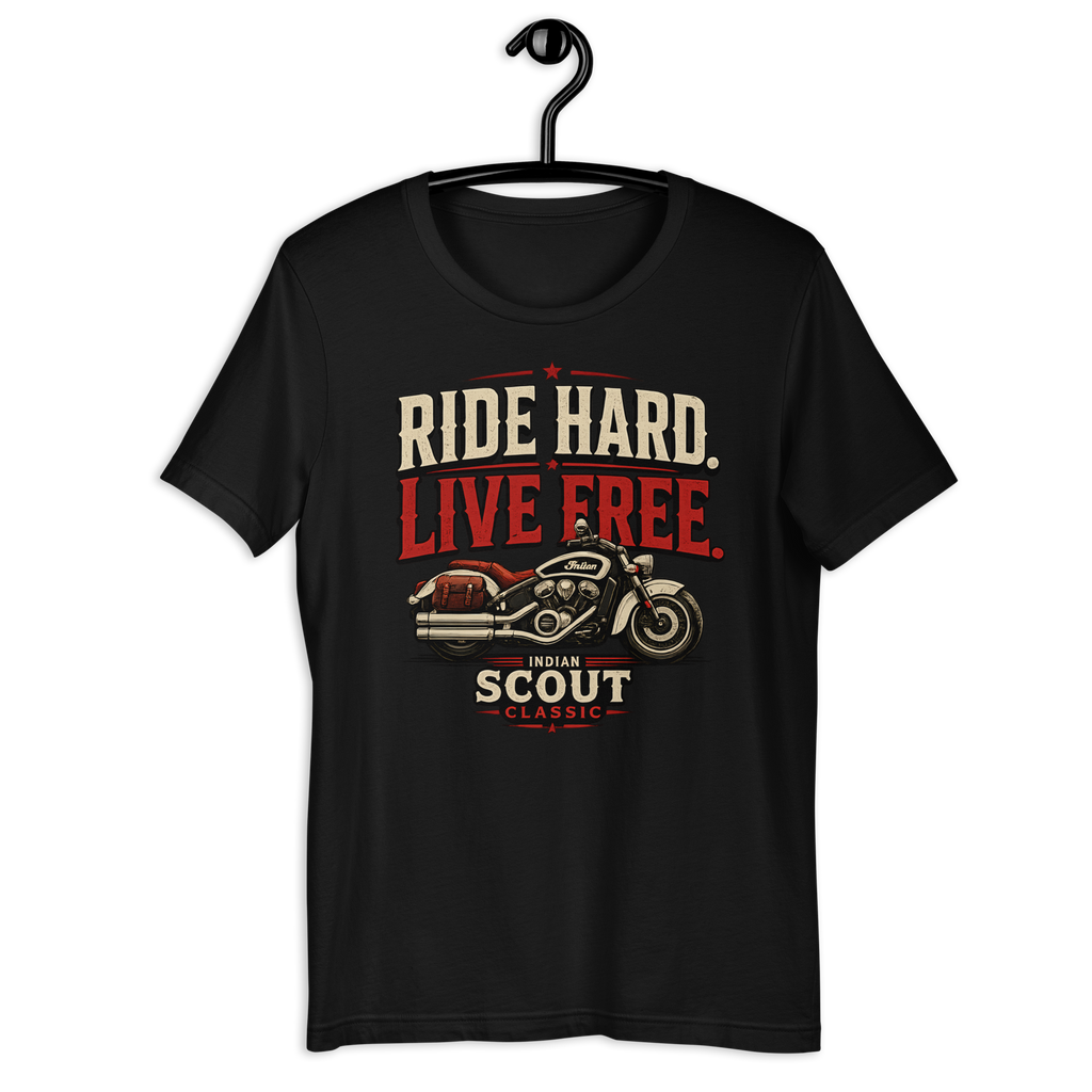 Unisex Scout Classic Ride Hard Live Free Motorcycle Graphic Tee product image