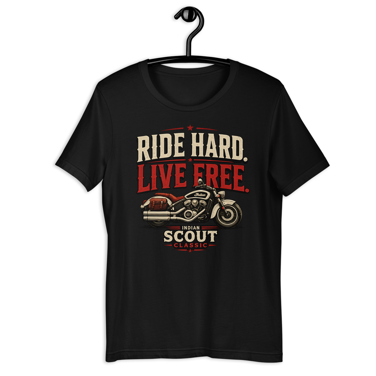 Unisex Scout Classic Ride Hard Live Free Motorcycle Graphic Tee product image