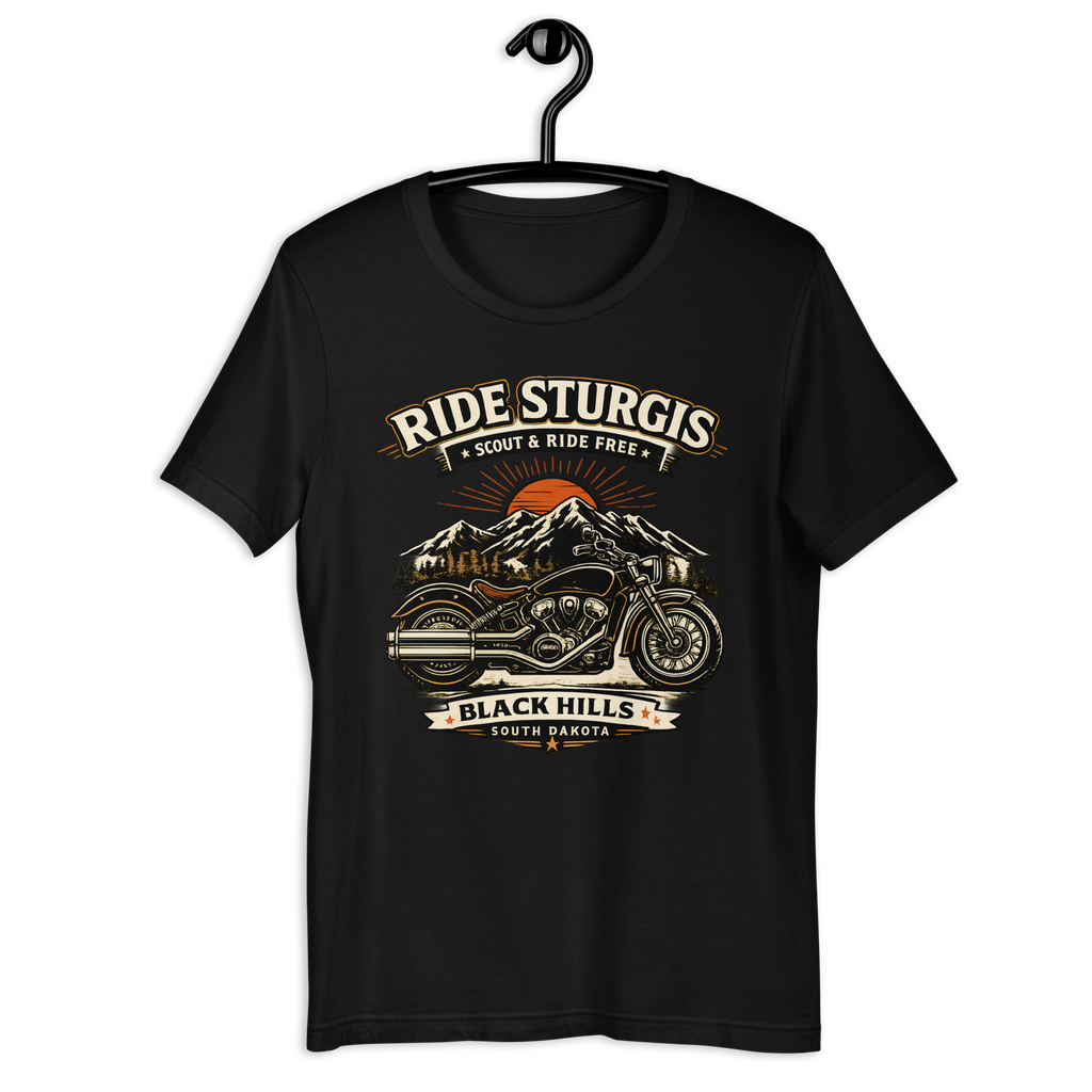Unisex Sturgis Black Hills Ride Free Motorcycle Graphic Tee product image