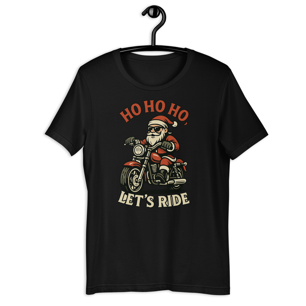 Unisex Ho Ho Ho Let's Ride Christmas Motorcycle Graphic Tee product image
