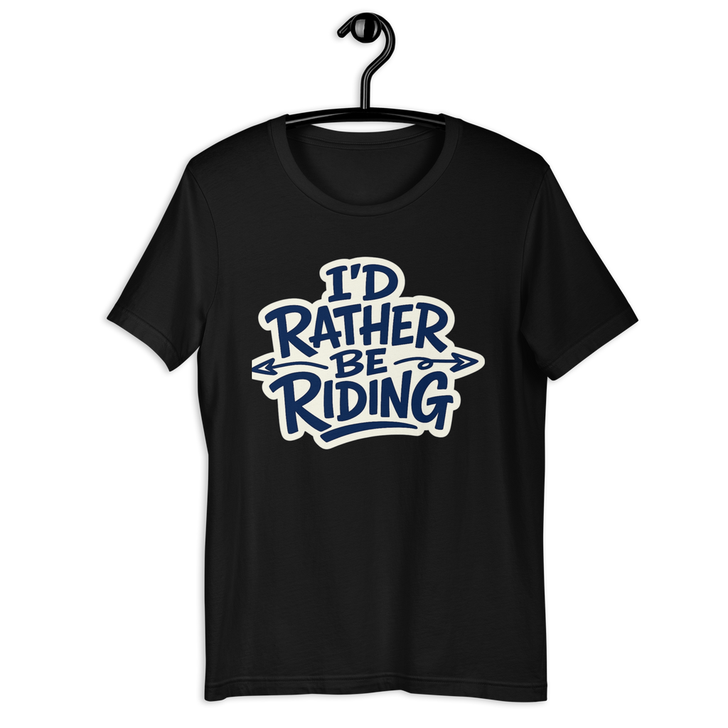 I'd Rather Be Riding Funny Motorcycle Graphic Tee black unisex tee mockup
