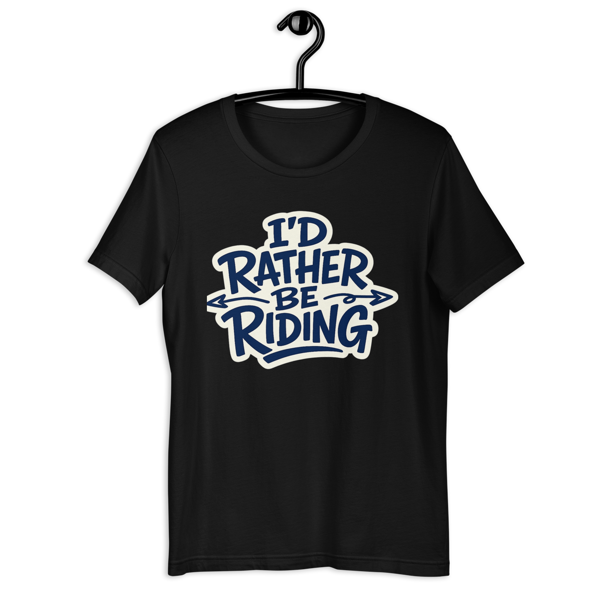 I'd Rather Be Riding Funny Motorcycle Graphic Tee black unisex tee mockup