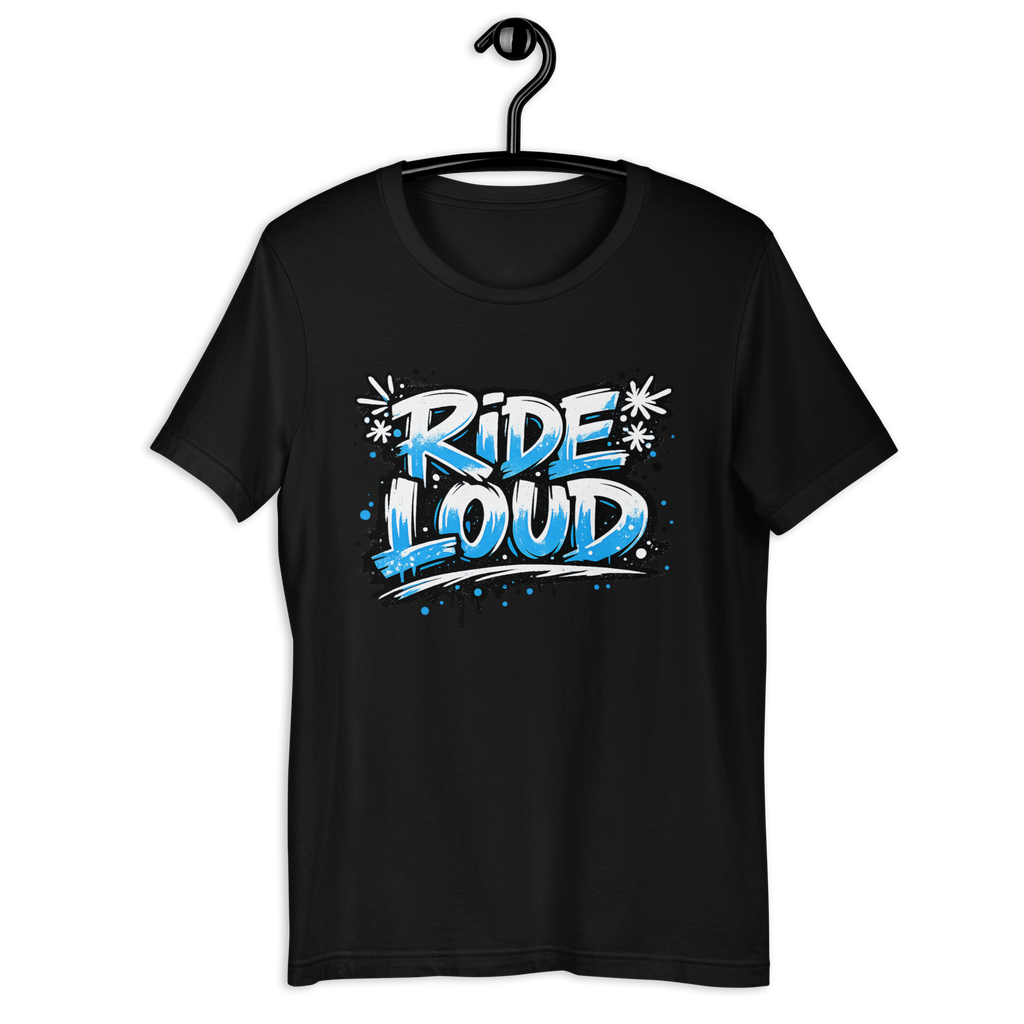 Ride Loud Motorcycle Graphic Tee black unisex tee mockup