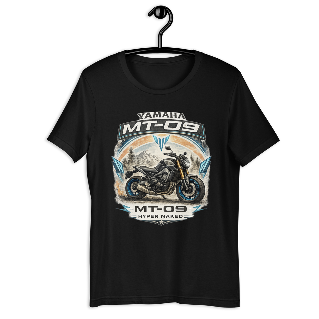 MT-09 Hyper Naked Yamaha Motorcycle Graphic Tee black unisex tee mockup