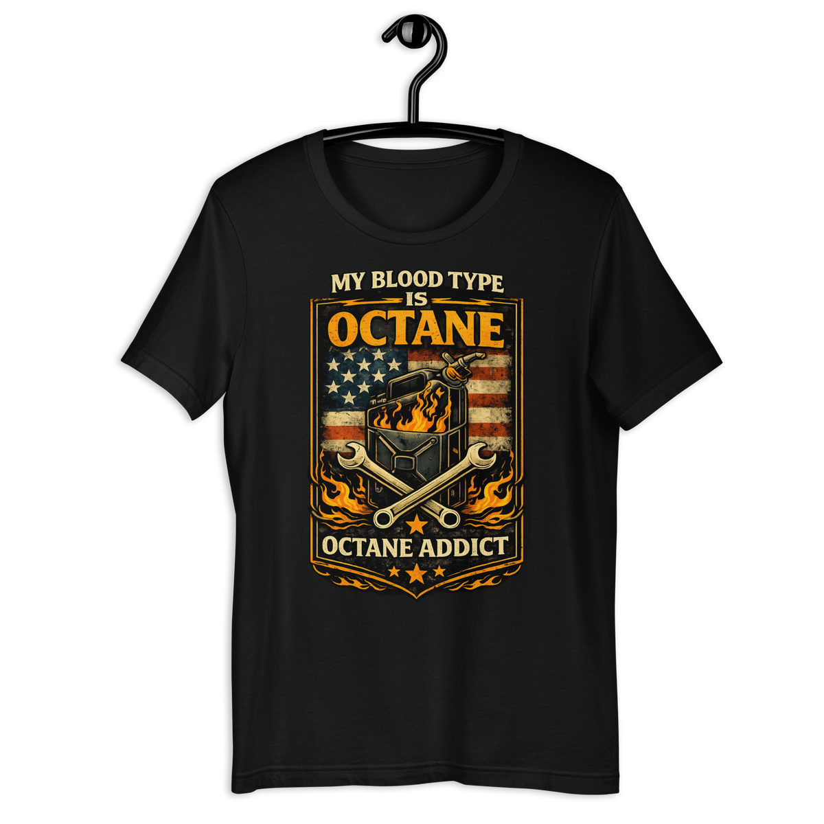 Unisex My Blood Type Is Octane Patriotic Motorcycle Graphic Tee product image