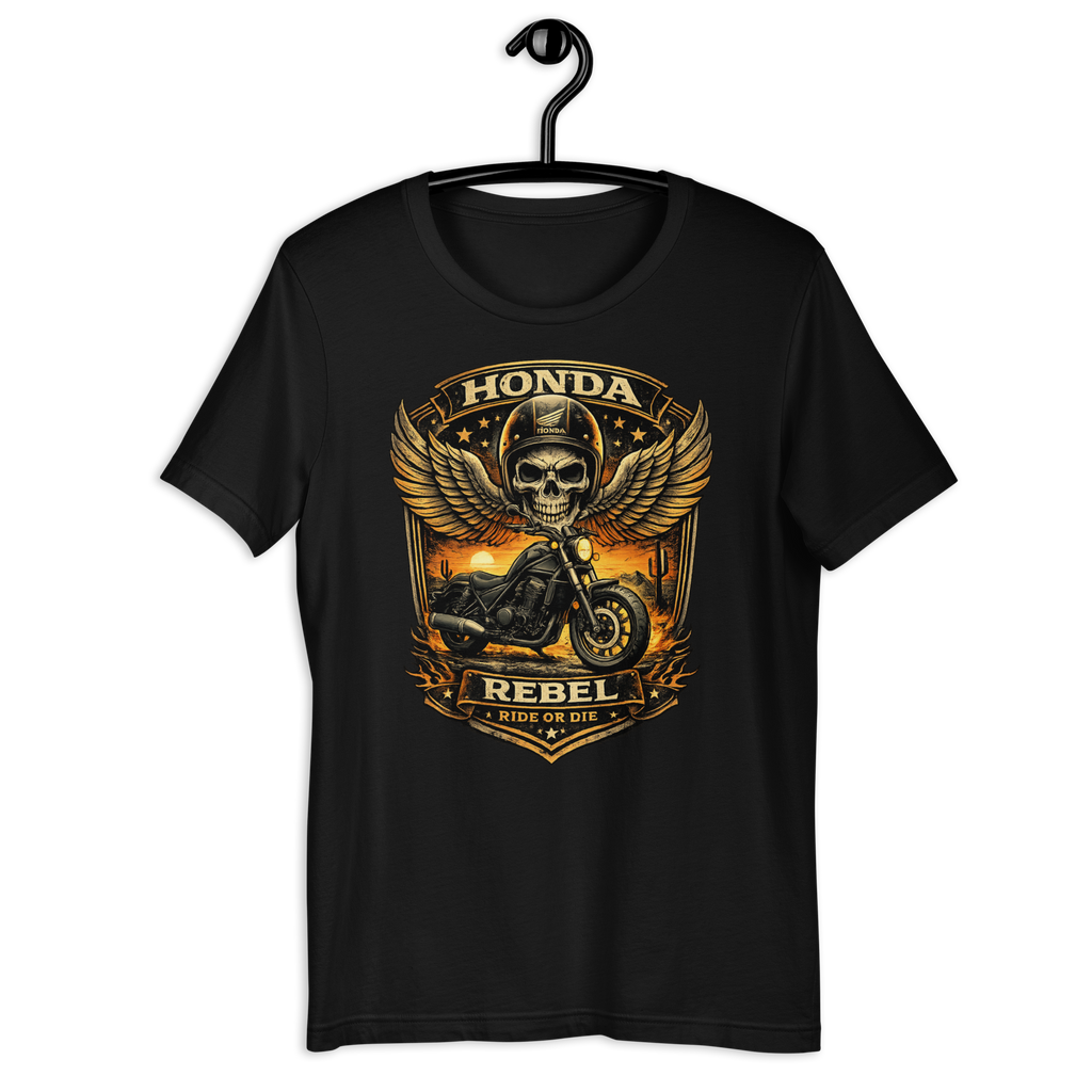 Unisex Honda Rebel Ride Or Die Skull Motorcycle Graphic Tee product image