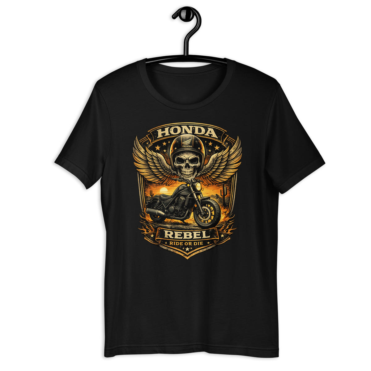 Unisex Honda Rebel Ride Or Die Skull Motorcycle Graphic Tee product image