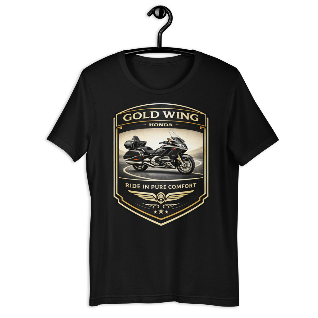 Gold Wing Ride In Pure Comfort Touring Motorcycle Graphic Tee main graphic tee image