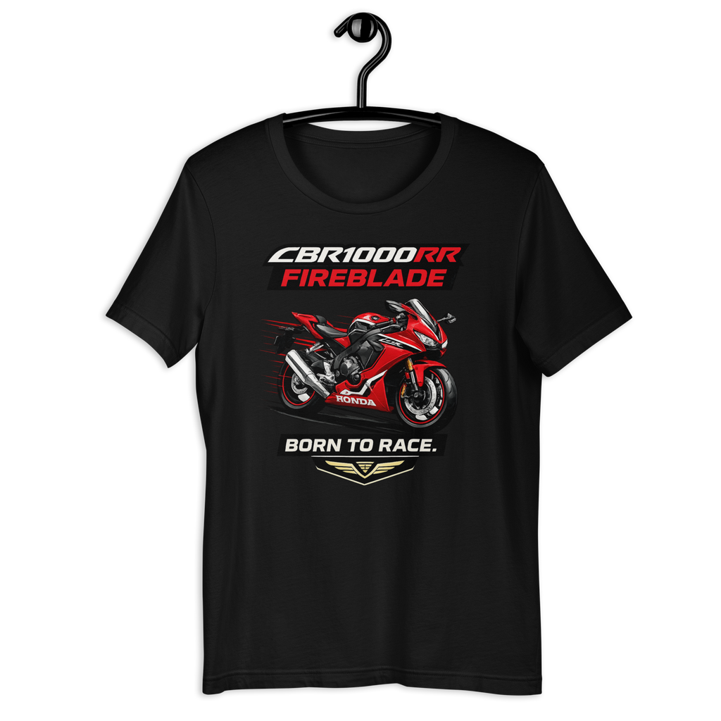CBR1000RR Fireblade Born To Race Sport Motorcycle Graphic Tee black unisex tee mockup