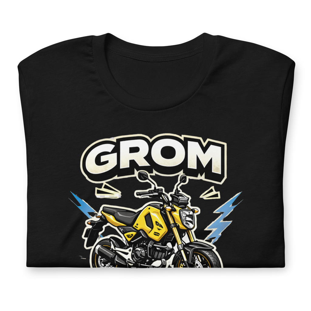Grom Small Bike Big Attitude Funny Motorcycle Graphic Tee black shirt product image