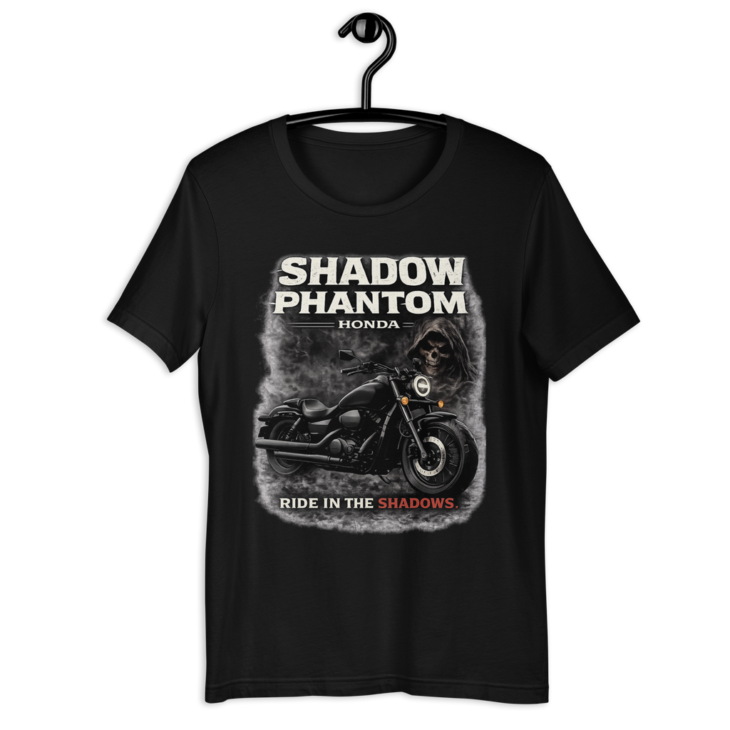 Shadow Phantom Ride In The Shadows Honda Motorcycle Graphic Tee black unisex tee mockup