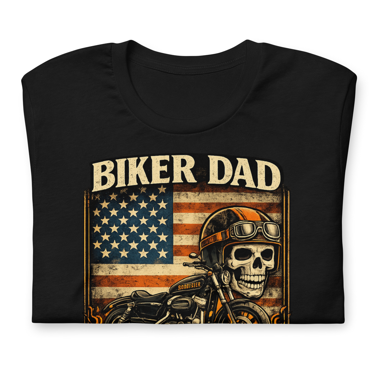 Biker Dad Like A Regular Dad But Cooler Funny Motorcycle Graphic Tee black shirt product image