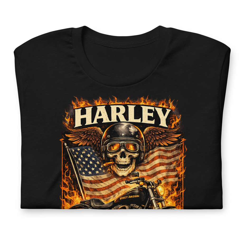 Dyna Rider American Flag Motorcycle Graphic Tee black shirt product image