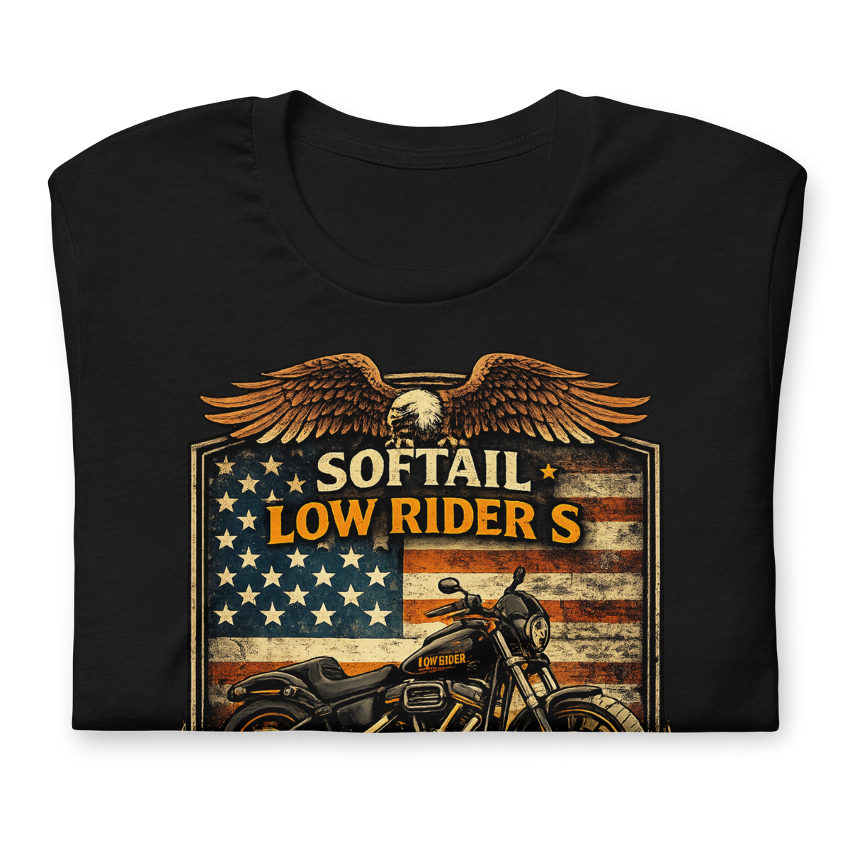 Softail Low Rider S American Tradition Patriotic Motorcycle Graphic Tee black shirt product image