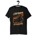 Low Rider S Built To Dominate American Flag Motorcycle Graphic Tee main graphic tee image