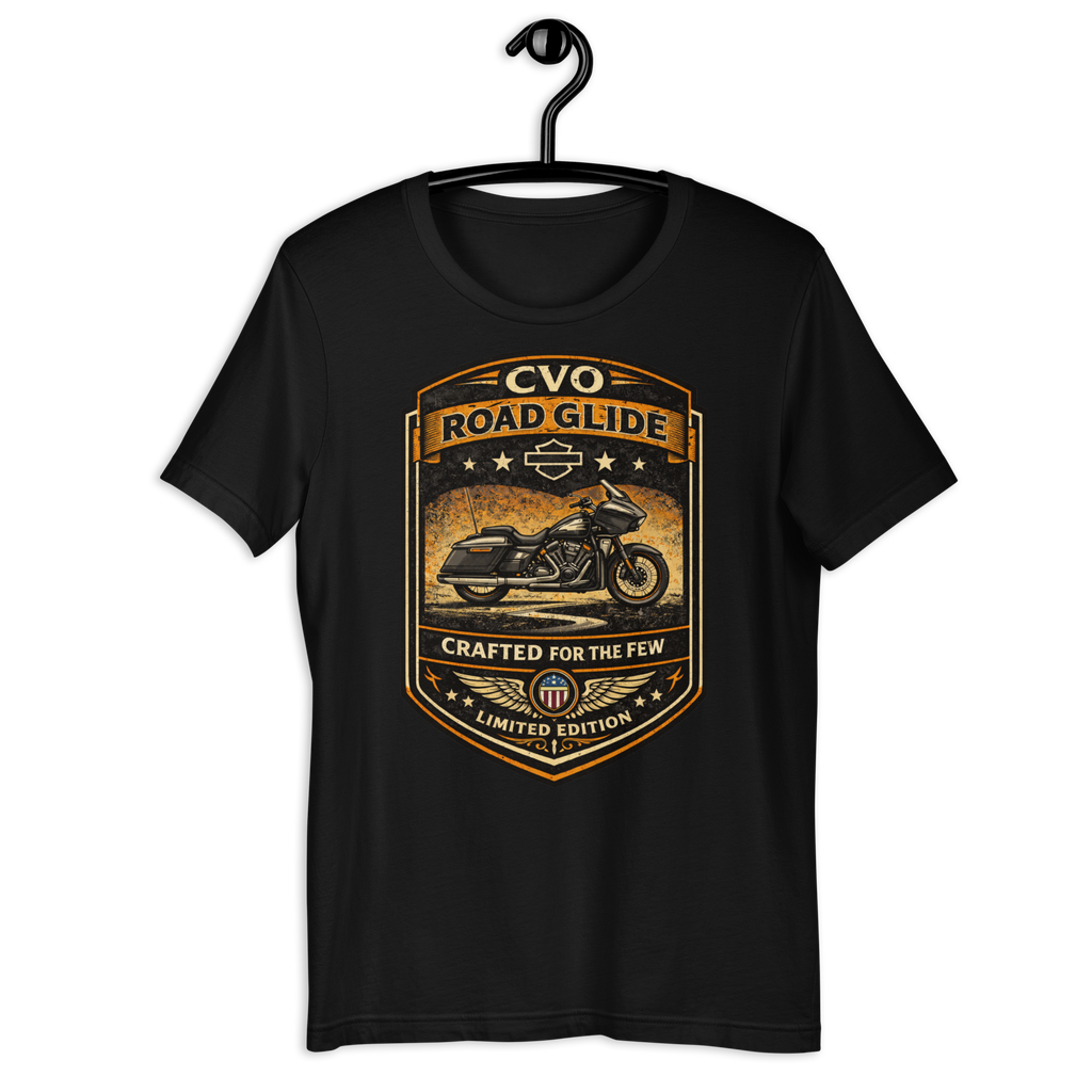 CVO Road Glide Crafted For The Few Limited Edition Motorcycle Graphic Tee black unisex tee mockup