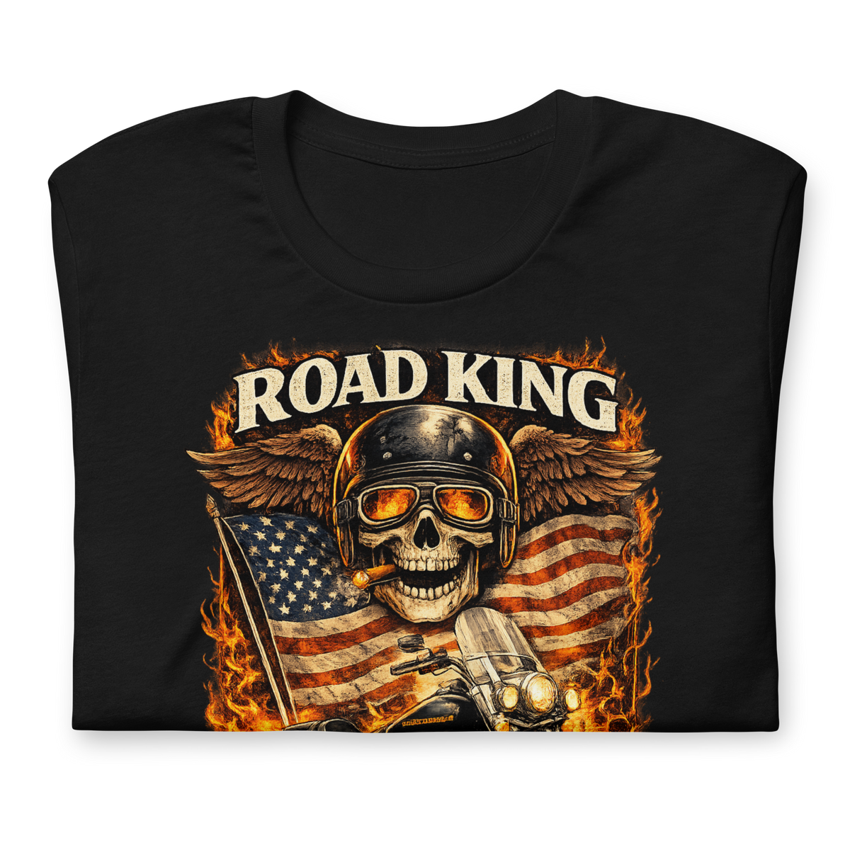 Road King Touring Legend American Flag Motorcycle Graphic Tee black shirt product image