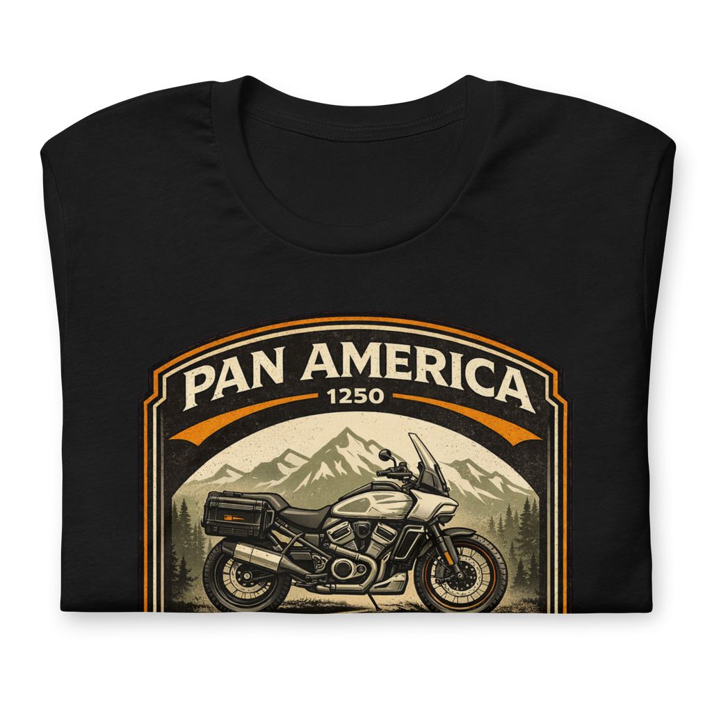 Pan America Go Where Roads End Adventure Motorcycle Graphic Tee black shirt product image