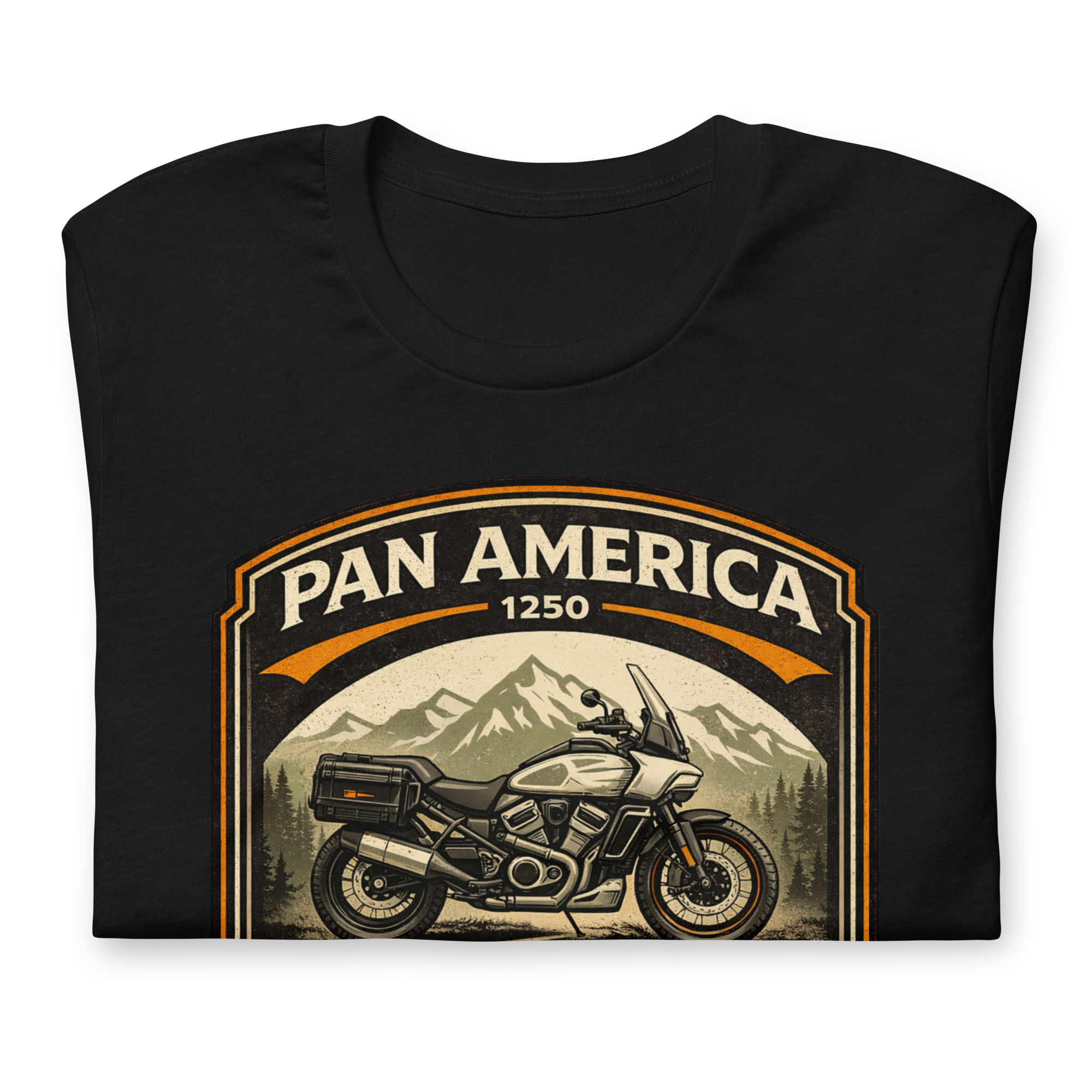 Pan America Go Where Roads End Adventure Motorcycle Graphic Tee black shirt product image