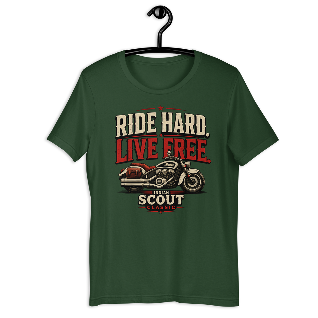 Unisex Scout Classic Ride Hard Live Free Motorcycle Graphic Tee product image