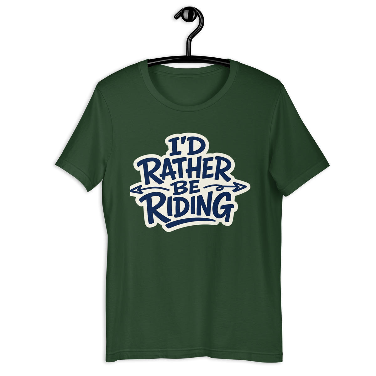 I'd Rather Be Riding Funny Motorcycle Graphic Tee forest green t-shirt mockup