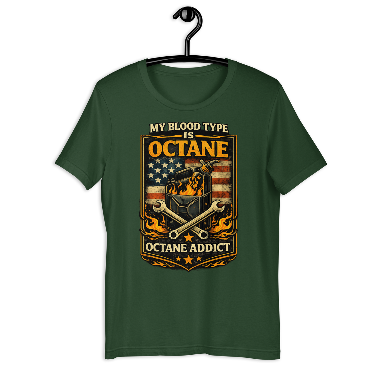 Unisex My Blood Type Is Octane Patriotic Motorcycle Graphic Tee product image