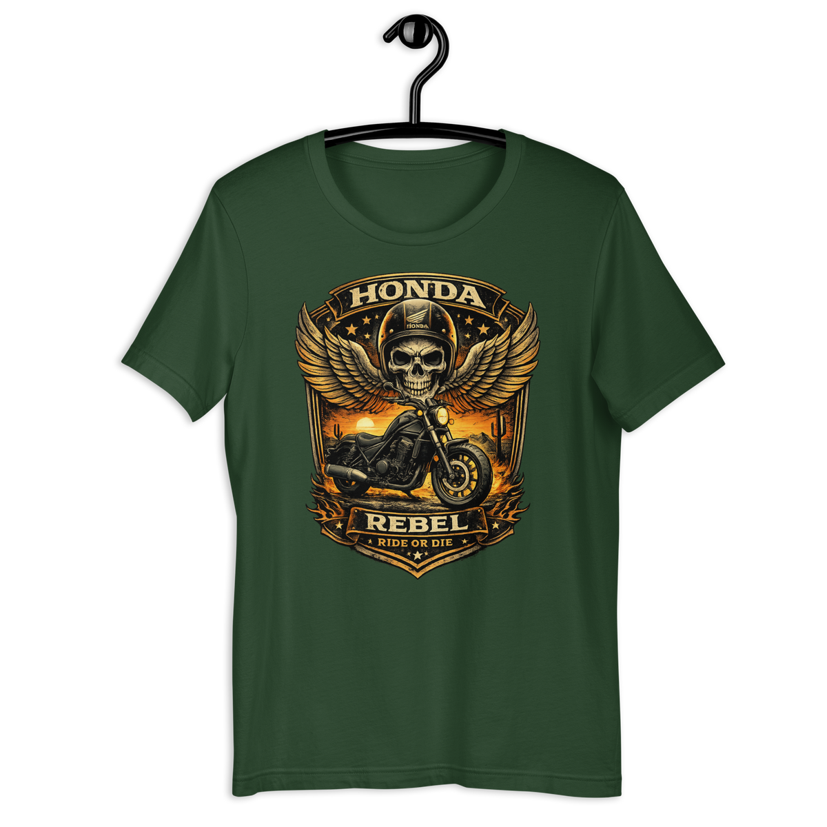 Unisex Honda Rebel Ride Or Die Skull Motorcycle Graphic Tee product image