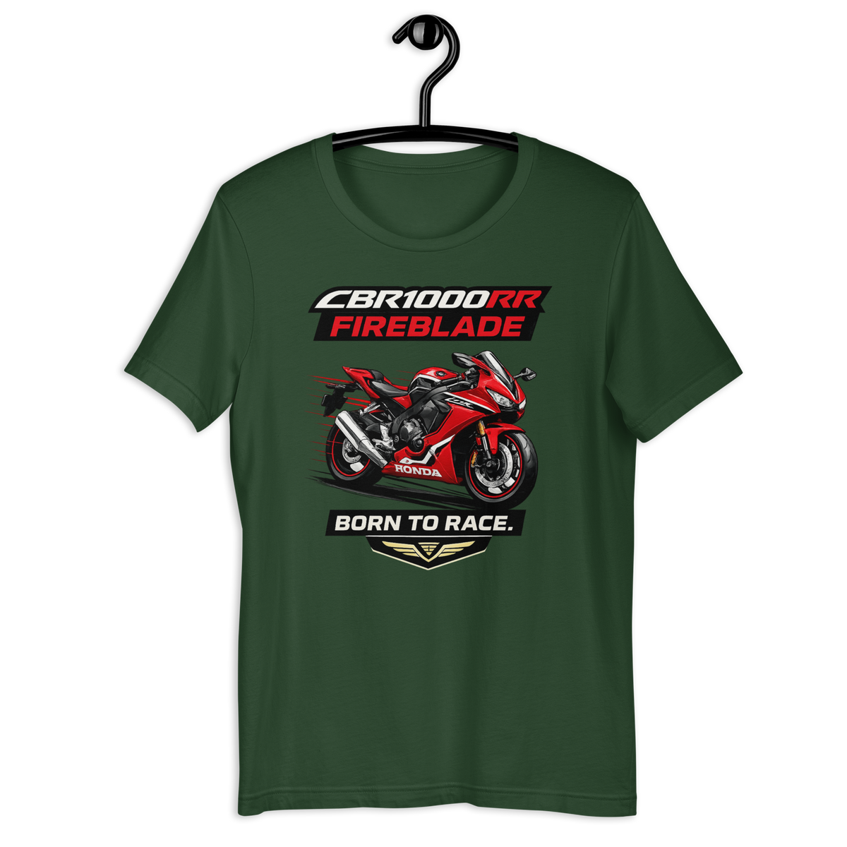 CBR1000RR Fireblade Born To Race Sport Motorcycle Graphic Tee forest green t-shirt mockup