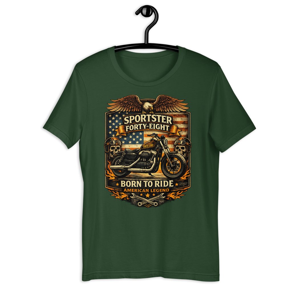 Sportster Forty-Eight Born To Ride American Legend Motorcycle Graphic Tee black shirt product image