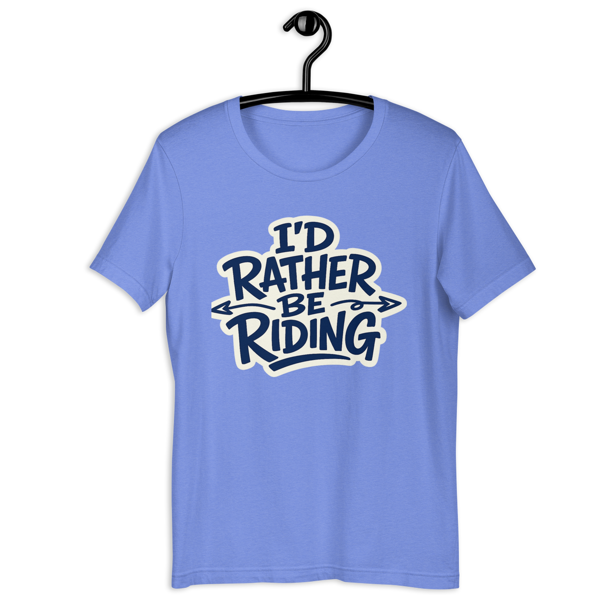 I'd Rather Be Riding Funny Motorcycle Graphic Tee heather columbia blue t-shirt mockup