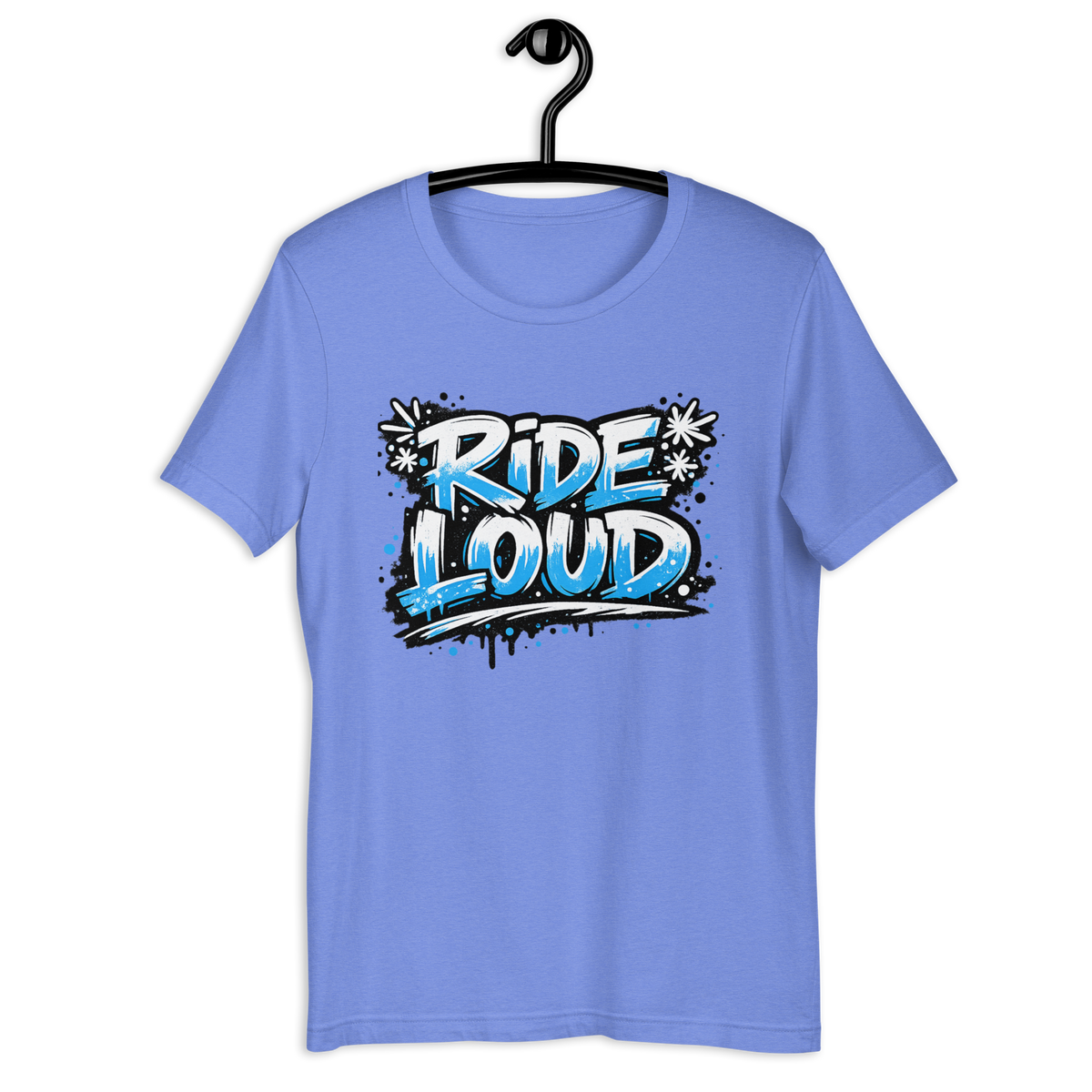 Ride Loud Motorcycle Graphic Tee heather columbia blue t-shirt mockup
