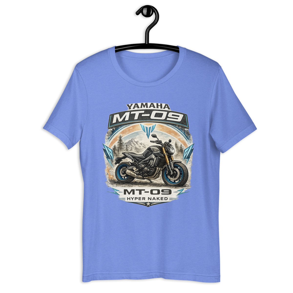 MT-09 Hyper Naked Yamaha Motorcycle Graphic Tee heather columbia blue t-shirt mockup