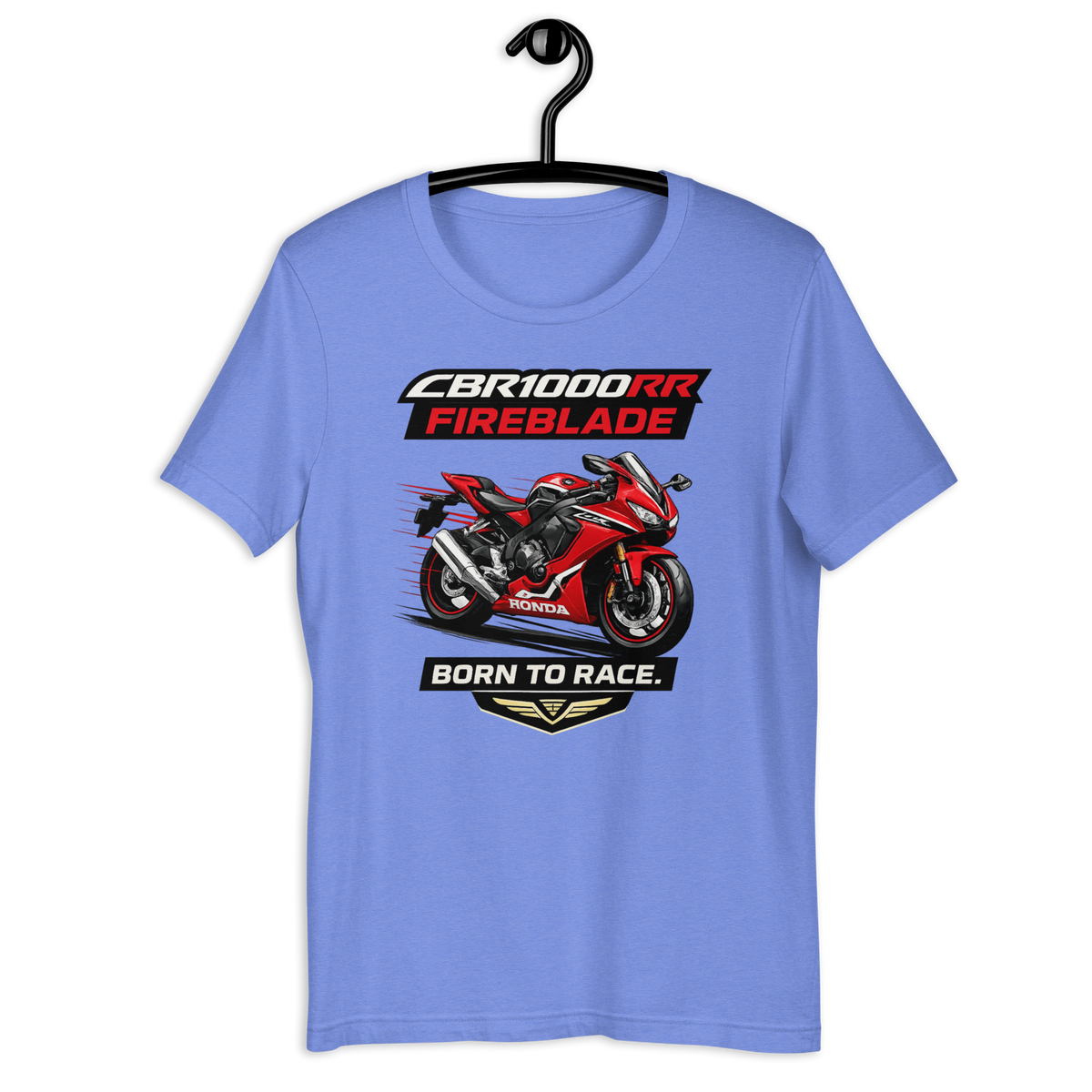 CBR1000RR Fireblade Born To Race Sport Motorcycle Graphic Tee heather columbia blue t-shirt mockup
